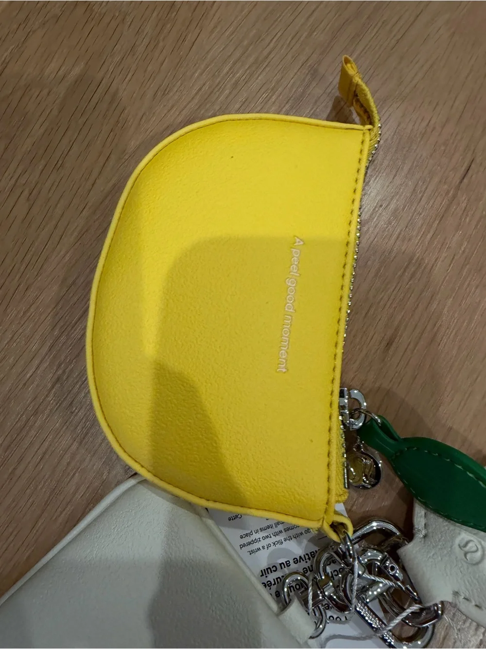 Lululemon RARE!!! Dual Pouch Wristlet Textured Leather Alternative LEMON